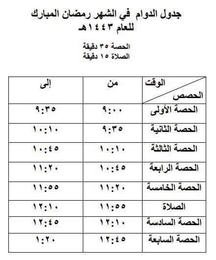 متى دوام المدارس في رمضان 2022 السعودية، موعد الدراسة في رمضان 1443