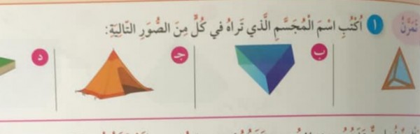 اكتب اسم المجسم الذي تراه في كل من الصور التالية